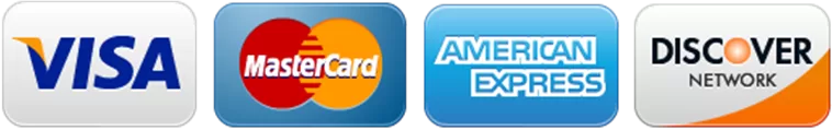 Accepted credit cards: Visa, MasterCard, American Express and Discover